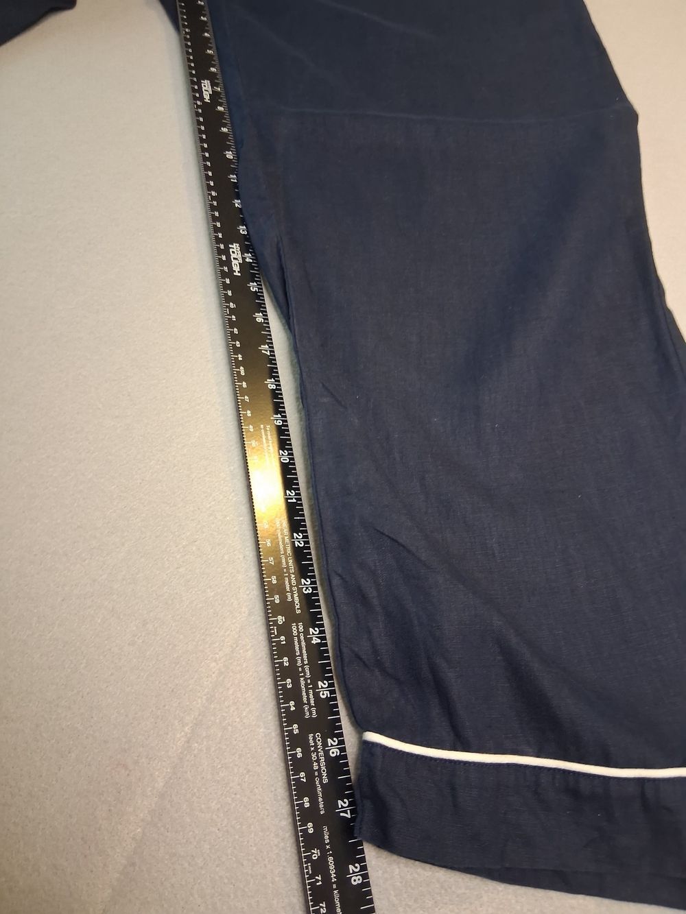 Quince 100% European Flax  Linen Navy Blue Cropped Pajama Lounge Pants Women's L - Picture 8 of 9